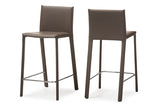 Baxton Studio Crawford Modern and Contemporary Taupe Leather Upholstered Counter Height Stool (Set of 2)