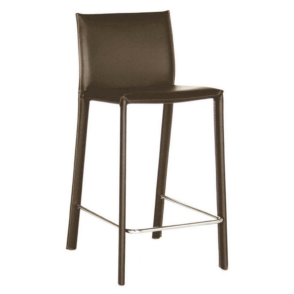 Baxton Studio Crawford Brown Leather Counter Height Stool (Set of 2)