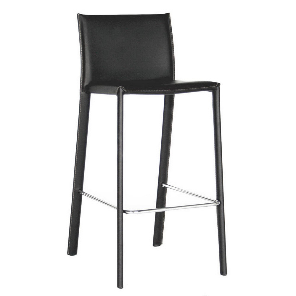 Baxton Studio Crawford Black Leather Bar Stool (Set of 2)