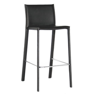 Baxton Studio Crawford Black Leather Bar Stool (Set of 2)