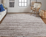 Alden Contemporary Bohemian Shag Rug, Ivory/Rustic Brown, 2ft x 3ft Area Rug