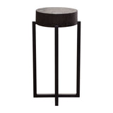 Alex Small 22" Accent Table with Solid Mango Wood Top in Espresso Finish w/ Silver Metal Inlay by Diamond Sofa