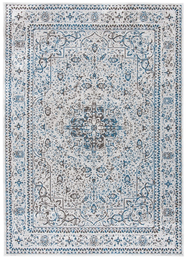 Alhambra 600 Alhambra 628 Traditional Power Loomed 60% Polypropylene, 40% Shrink Poly Rug Light Grey / Navy