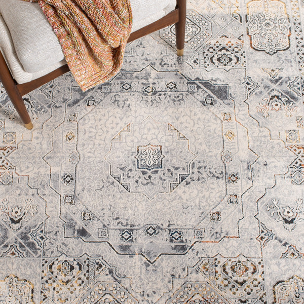Alhambra 600 Alhambra 629 Traditional Power Loomed 60% Polypropylene, 40% Shrink Poly Rug Cream / Grey