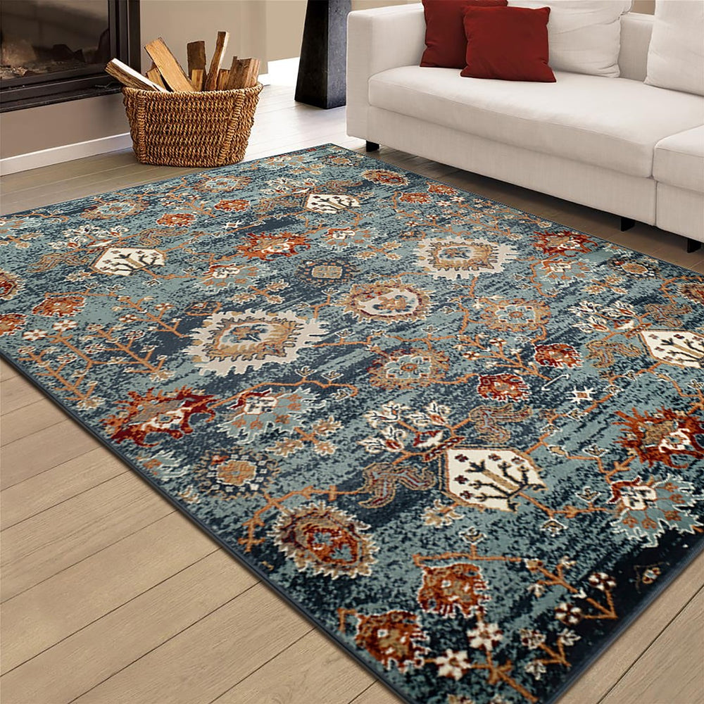 AMER Rugs Allure ALU-10 Power-Loomed Oriental Classic Area Rug Teal 8'9" x 11'9"