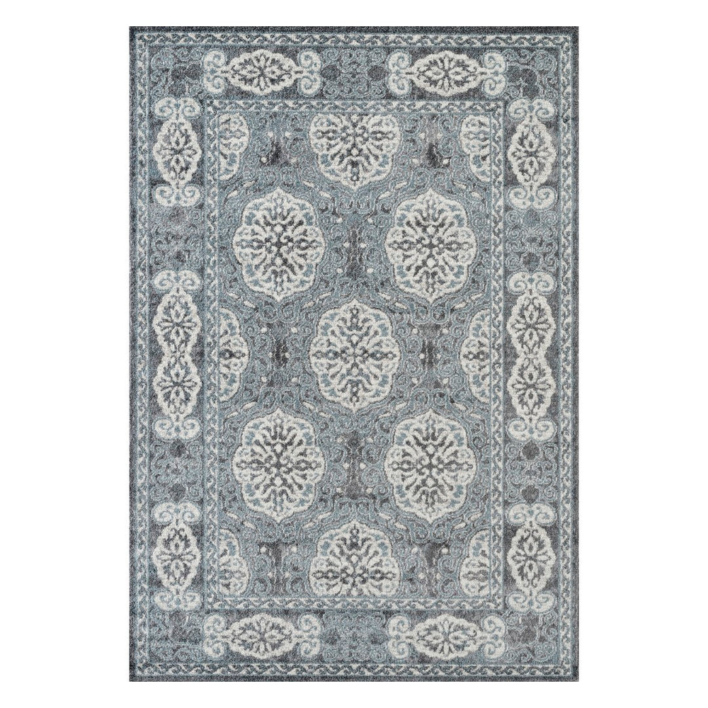 AMER Rugs Alexandria ALX-10 Power-Loomed Bordered Transitional Area Rug Blue 8'9" x 11'9"