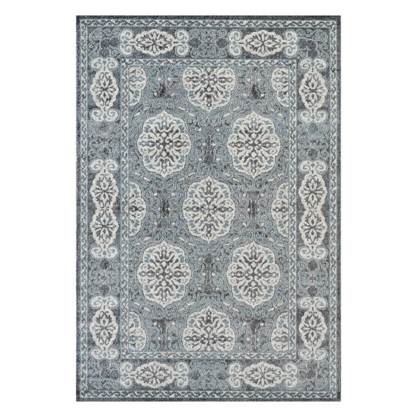 AMER Rugs Alexandria ALX-10 Power-Loomed Bordered Transitional Area Rug Blue 8'9" x 11'9"