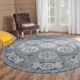 AMER Rugs Alexandria ALX-10 Power-Loomed Bordered Transitional Area Rug Blue 6'7" x 6'7"R