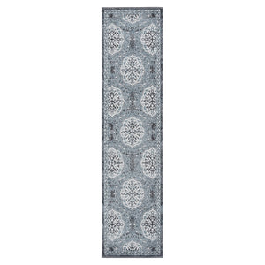 AMER Rugs Alexandria ALX-10 Power-Loomed Bordered Transitional Area Rug Blue 2'6" x 10'3"