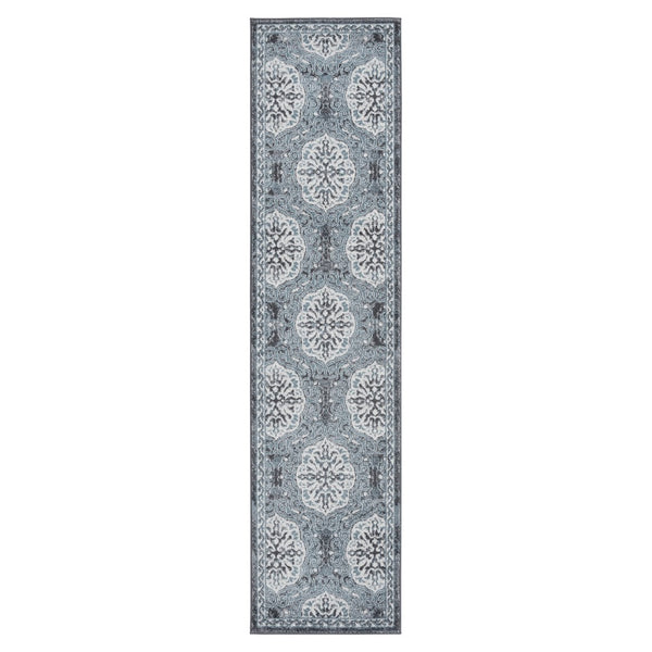 AMER Rugs Alexandria ALX-10 Power-Loomed Bordered Transitional Area Rug Blue 2'6" x 10'3"