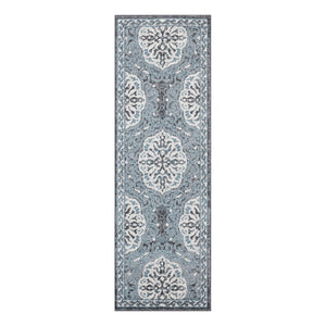 AMER Rugs Alexandria ALX-10 Power-Loomed Bordered Transitional Area Rug Blue 2' x 6'