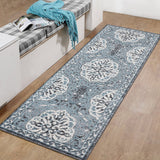 AMER Rugs Alexandria ALX-10 Power-Loomed Bordered Transitional Area Rug Blue 2' x 6'