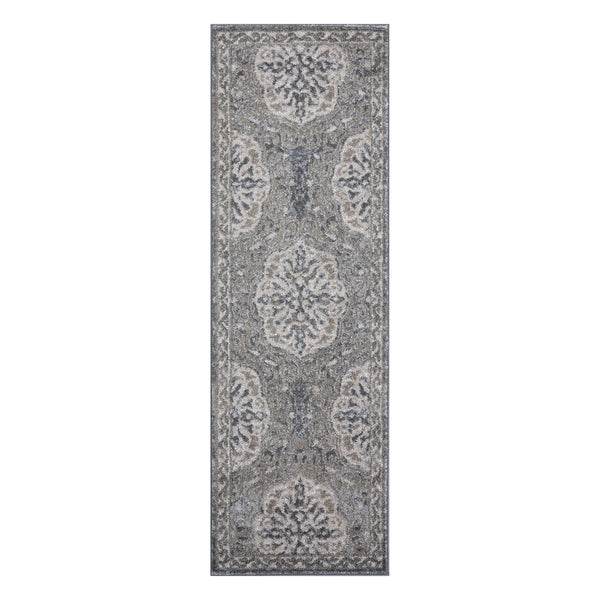 AMER Rugs Alexandria ALX-11 Power-Loomed Bordered Transitional Area Rug Walnut 2' x 6'