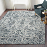 AMER Rugs Alexandria ALX-24 Power-Loomed Floral Transitional Area Rug Light Blue 8'9" x 11'9"