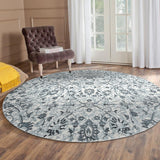 AMER Rugs Alexandria ALX-24 Power-Loomed Floral Transitional Area Rug Light Blue 6'7" x 6'7"R