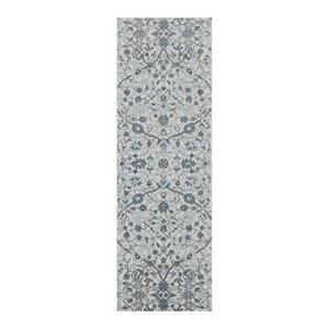 AMER Rugs Alexandria ALX-24 Power-Loomed Floral Transitional Area Rug Light Blue 2' x 6'