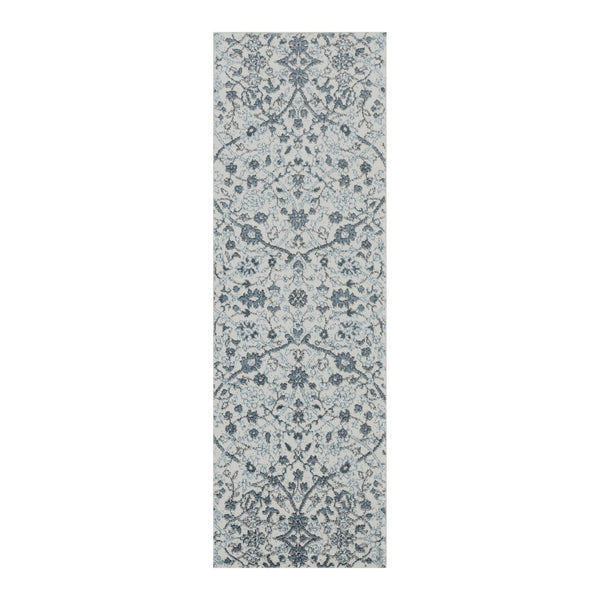 AMER Rugs Alexandria ALX-24 Power-Loomed Floral Transitional Area Rug Light Blue 2' x 6'