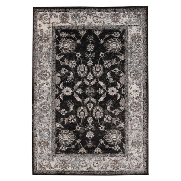AMER Rugs Alexandria ALX-44 Power-Loomed Bordered Transitional Area Rug Black 8'9" x 11'9"