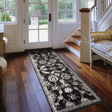 AMER Rugs Alexandria ALX-44 Power-Loomed Bordered Transitional Area Rug Black 2' x 6'