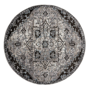 AMER Rugs Alexandria ALX-49 Power-Loomed Medallion Transitional Area Rug Gray 6'7" x 6'7"R
