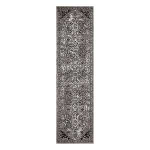AMER Rugs Alexandria ALX-49 Power-Loomed Medallion Transitional Area Rug Gray 2'6" x 10'3"