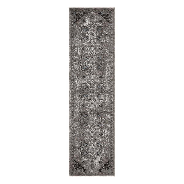 AMER Rugs Alexandria ALX-49 Power-Loomed Medallion Transitional Area Rug Gray 2'6" x 10'3"