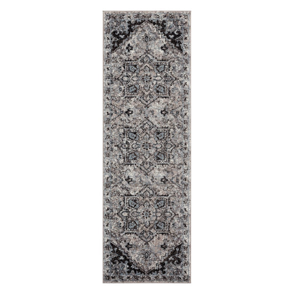 AMER Rugs Alexandria ALX-49 Power-Loomed Medallion Transitional Area Rug Gray 2' x 6'