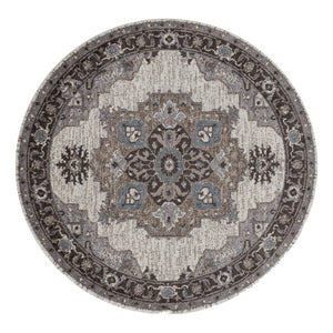 AMER Rugs Alexandria ALX-51 Power-Loomed Medallion Transitional Area Rug Taupe 6'7" x 6'7"R