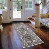 AMER Rugs Alexandria ALX-51 Power-Loomed Medallion Transitional Area Rug Taupe 2' x 6'
