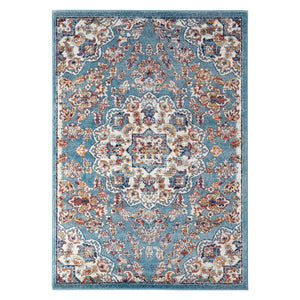 AMER Rugs Alexandria ALX-81 Power-Loomed Medallion Transitional Area Rug Blue 8'9" x 11'9"
