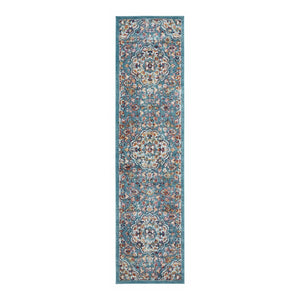 AMER Rugs Alexandria ALX-81 Power-Loomed Medallion Transitional Area Rug Blue 2'6" x 10'3"