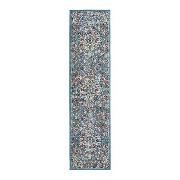 AMER Rugs Alexandria ALX-81 Power-Loomed Medallion Transitional Area Rug Blue 2'6" x 10'3"