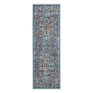 AMER Rugs Alexandria ALX-81 Power-Loomed Medallion Transitional Area Rug Blue 2' x 6'