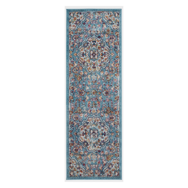 AMER Rugs Alexandria ALX-81 Power-Loomed Medallion Transitional Area Rug Blue 2' x 6'