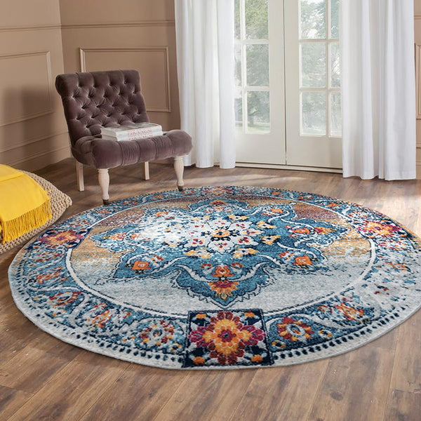 AMER Rugs Alexandria ALX-82 Power-Loomed Bordered Transitional Area Rug Orange 6'7" x 6'7"R