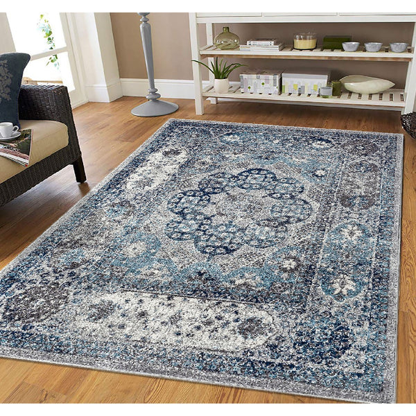 AMER Rugs Alexandria ALX-83 Power-Loomed Bordered Transitional Area Rug Gray 8'9" x 11'9"