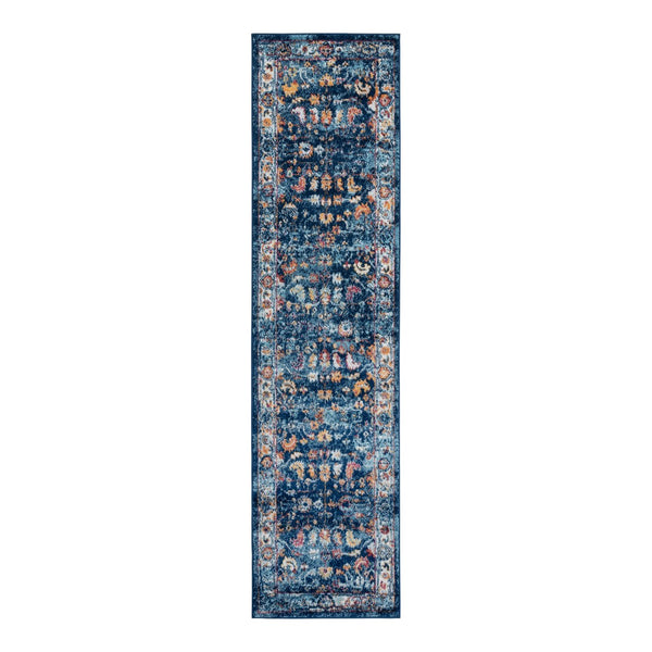AMER Rugs Alexandria ALX-85 Power-Loomed Bordered Transitional Area Rug Blue 2'6" x 10'3"