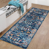 AMER Rugs Alexandria ALX-85 Power-Loomed Bordered Transitional Area Rug Blue 2' x 6'