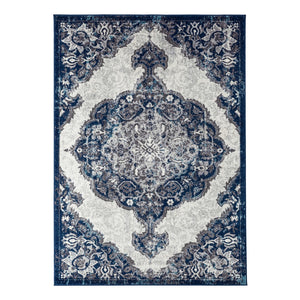 AMER Rugs Alexandria ALX-86 Power-Loomed Medallion Transitional Area Rug Navy 8'9" x 11'9"