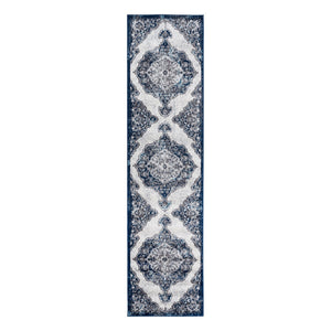 AMER Rugs Alexandria ALX-86 Power-Loomed Medallion Transitional Area Rug Navy 2'6" x 10'3"