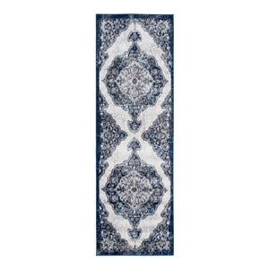 AMER Rugs Alexandria ALX-86 Power-Loomed Medallion Transitional Area Rug Navy 2' x 6'