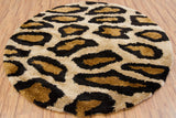 Chandra Rugs Amazon 60% Wool + 40% Polyester Hand-Woven Contemporary Rug Tan/Gold/Brown/Black 7'9 Round