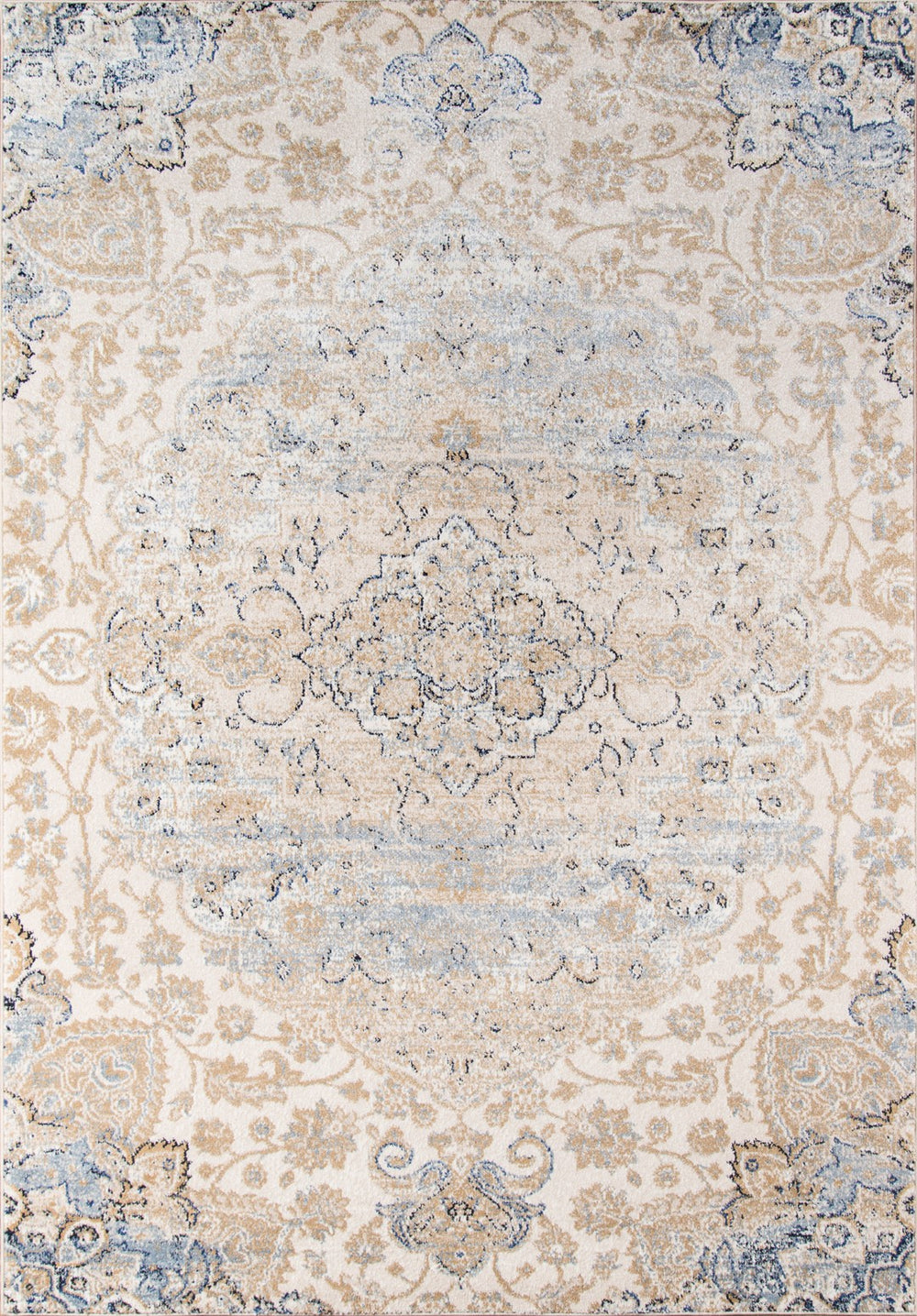 Momeni Amelia AM-01 Machine Made Traditional Medallion Indoor Area Rug Beige 9'3" x 12'6" AMELIAM-01BGE93C6