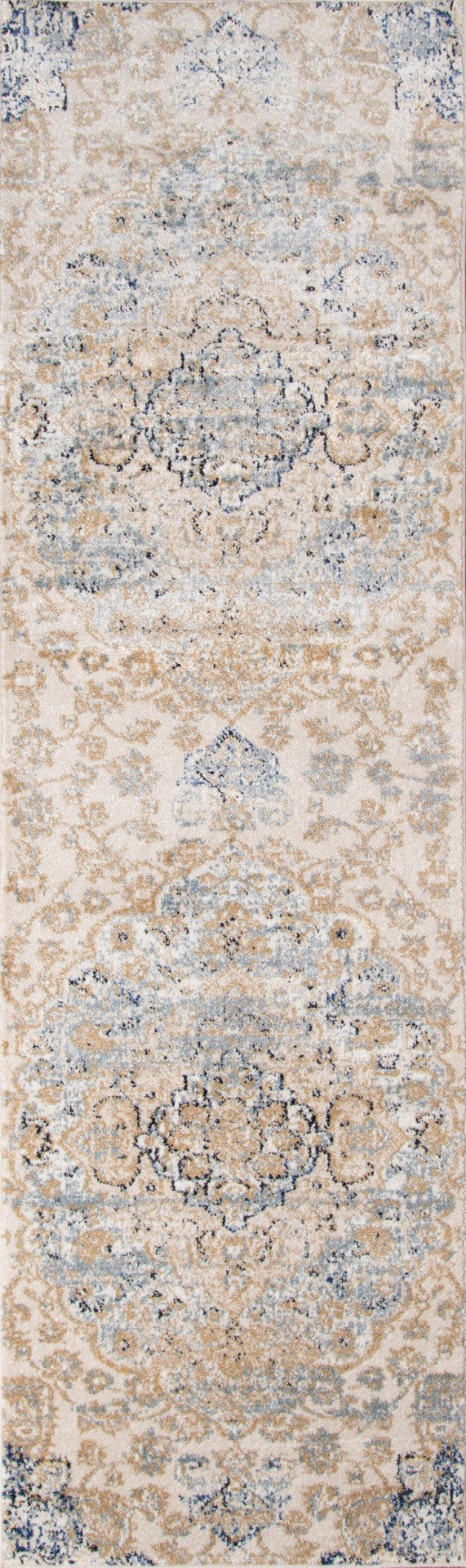 Momeni Amelia AM-01 Machine Made Traditional Medallion Indoor Area Rug Beige 9'3" x 12'6" AMELIAM-01BGE93C6