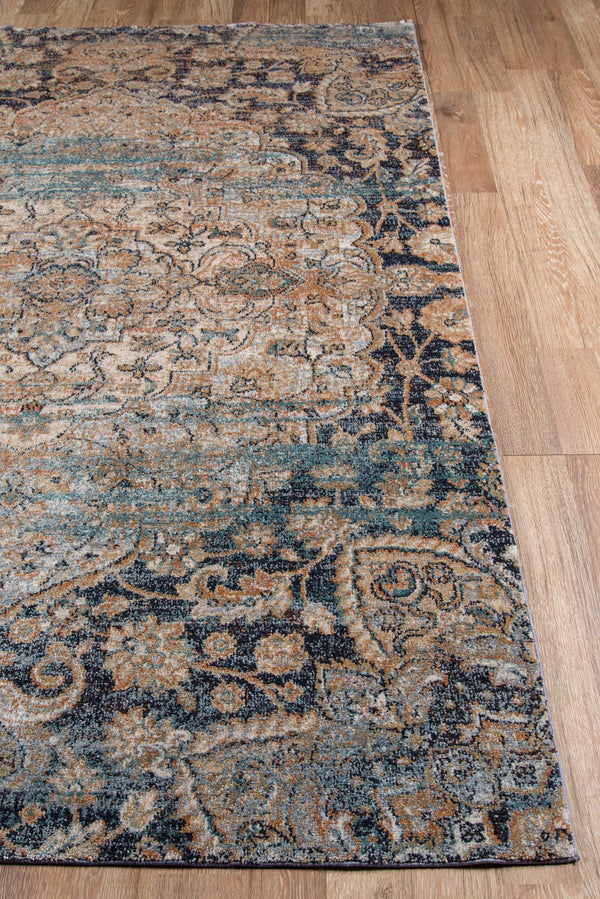 Momeni Amelia AM-01 Machine Made Traditional Medallion Indoor Area Rug Navy 9'3" x 12'6" AMELIAM-01NVY93C6