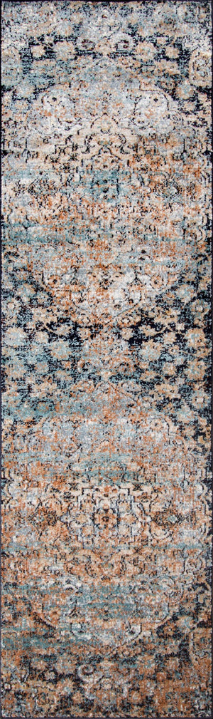Momeni Amelia AM-01 Machine Made Traditional Medallion Indoor Area Rug Navy 9'3" x 12'6" AMELIAM-01NVY93C6