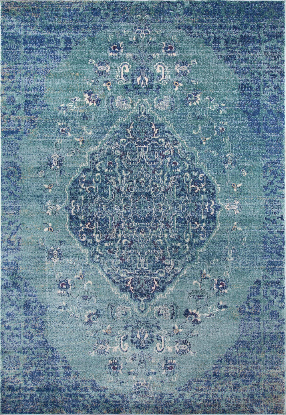 Momeni Amelia AM-02 Machine Made Traditional Medallion Indoor Area Rug Denim 9'3" x 12'6" AMELIAM-02DEN93C6