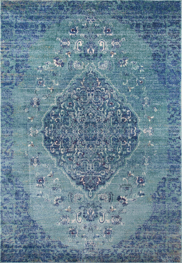Momeni Amelia AM-02 Machine Made Traditional Medallion Indoor Area Rug Denim 9'3" x 12'6" AMELIAM-02DEN93C6