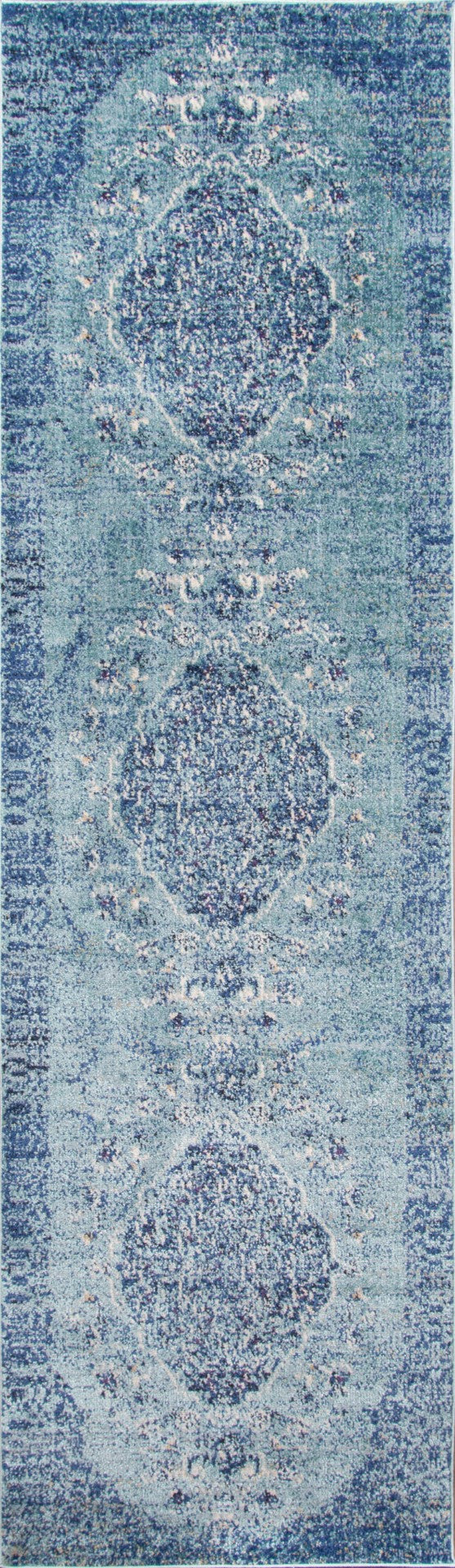Momeni Amelia AM-02 Machine Made Traditional Medallion Indoor Area Rug Denim 9'3" x 12'6" AMELIAM-02DEN93C6