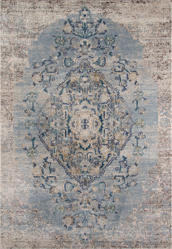 Momeni Amelia AM-02 Machine Made Traditional Medallion Indoor Area Rug Light Blue 9'3" x 12'6" AMELIAM-02LBL93C6